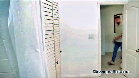Chanell Heart ebony masseuse caught masturbating in shower