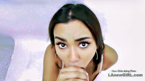 Hot Indian model sucking big black cock in intense studio blowjob