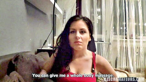 Busty mature Czech Alex Black in red top offers whole body massage