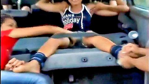 Aussie woman bound and spread in van, hands restraining her limbs