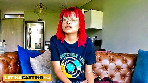 Cute 18yo redhead Colombian student in Latina casting interview