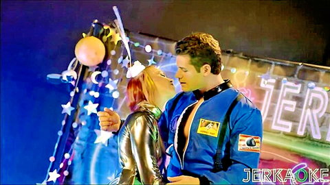 Armani Dream kisses Giovanni Francesco in space costumes, Jerkaoke In Space