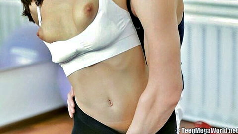 Aruna Aghora exposes perky tits with personal trainer in gym session