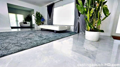Empty casting couch HD studio room setup with white couch ready for amateur porn auditions and rough fucking.