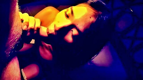 Thai ladyboy sucking big cock close-up