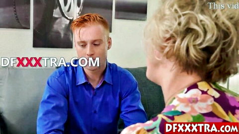 Dee Williams blonde MILF in colorful dress with redhead husband in cuckold setup