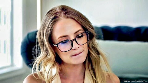 Natasha Nice in glasses, seductive pout in teacher fantasy scene