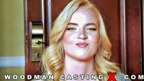 Jessica Jade blonde model pouting seductively in Woodman Casting X