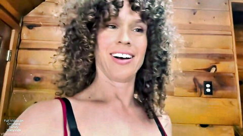 VibeWithMommy curly-haired amateur smiling in sexy tank top