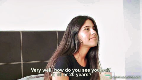 Estefi 19-year-old Argentine in casual casting interview, long dark hair