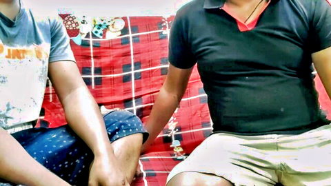 Indian college girl in sheer JNTU top holds hands with guy on bed teasing foreplay