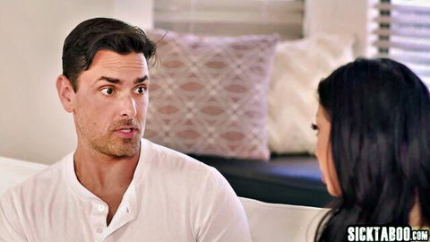 Ryan Driller with sexy big tits Asian Gia DiBella on couch