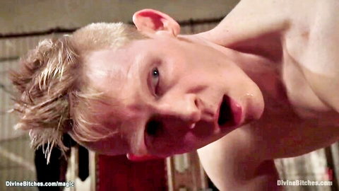 Holly Heart pegging strapped blond slave in intense femdom scene