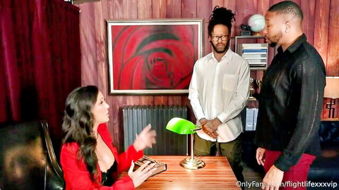 Cherie DeVille in steamy office tease with two handsome men