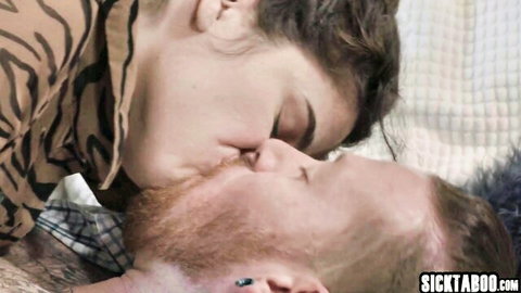 Victoria Voxxx kissing bearded boyfriend intimately