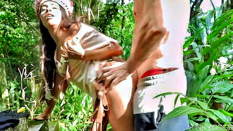 Pocahontas in explicit jungle outdoor doggy style with partner