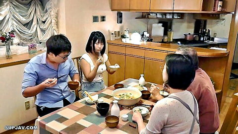 Hotaru Nogi at casual Japanese dinner table with group in JAV