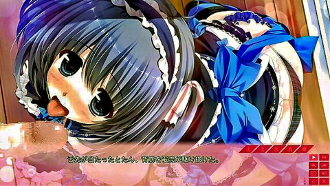 Tatenokawa Tsumuri anime girl in blue frilly maid dress, tongue out seductive pose