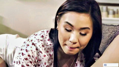 Kimmy Kimm and Clara Trinity in intimate lesbian babysitter lesson
