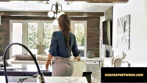 Curvy stepMILF in tight skirt showing big ass from behind