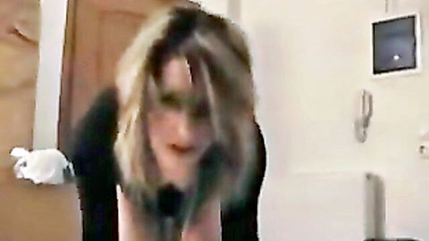 Sexy Greek GF with blonde hair bent over for tight anal in doggy