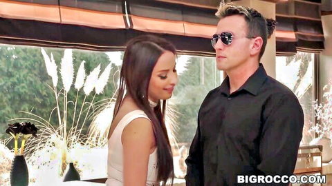Anissa Kate in sexy white dress with Rocco Siffredi