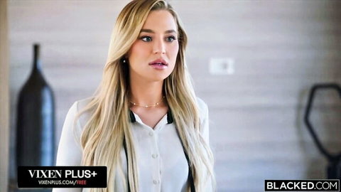 Blake Blossom seductive curvy blonde in white blouse for Blacked