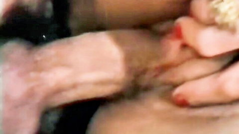 Blonde with red nails sucks thick cock deep in mouth closeup blowjob