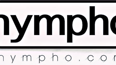 Nympho.com logo in bold black stylish text on white background for hardcore nympho porn