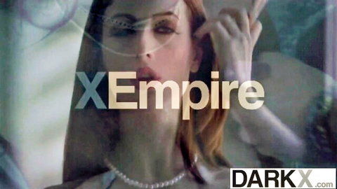 Sultry redhead pornstar with seductive gaze and pearl necklace from DarkX
