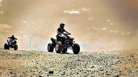 Karlie Montana on ATV in desert adventure, Brazzers outdoor scene