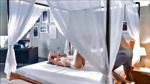 Lena Paul in sensuous massage turning to interracial sex on bed