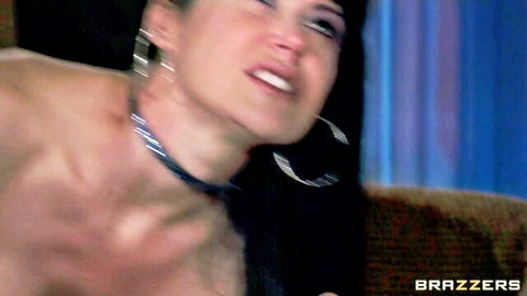 Eva Karera topless MILF in ecstasy, mouth open, big tits exposed
