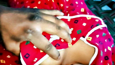 HotXWife Desi hand gripping red outfit in intimate couple moment