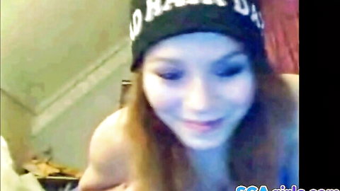 18-year-old Swedish amateur topless with breasts exposed on cam