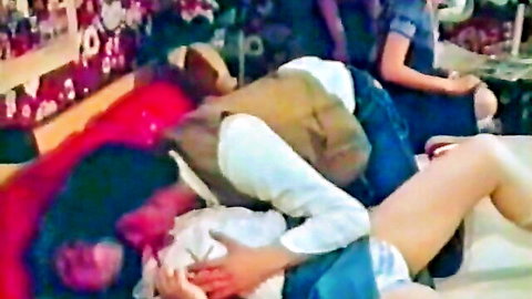 Vintage retro anal sex scene with teen girl and men in Color Climax film