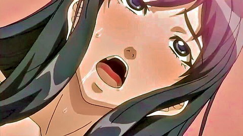 Hentai anime girl with ecstatic open-mouth expression and tears