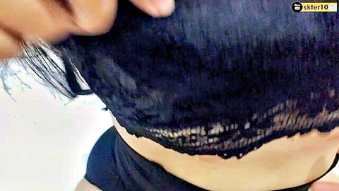 Thai college girl with big tits in lace bra from Tinder date, amateur tease