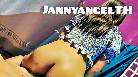 Thai teen's bare ass and shaved pussy exposed from behind in amateur POV on bed