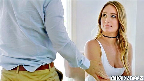 Daisy Stone in white tank top seduced by professor in student-teacher scene