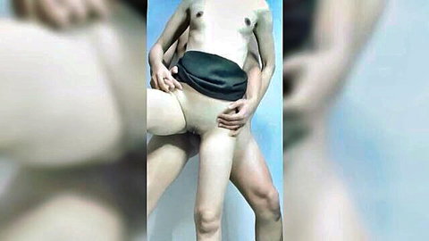 Petite Thai teen nude doggy style with boyfriend gripping her hips black fanny pack amateur
