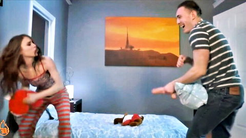 Playful brunette sister teases brother in incest roleplay scene