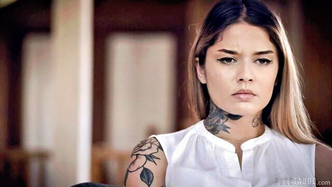 Tattooed Latina Vanessa Vega in seductive white blouse