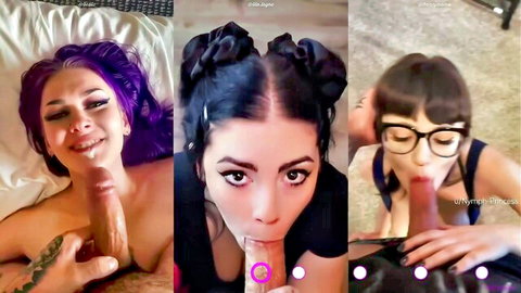 Purple-haired babe deepthroating dildos in solo cock hero tease