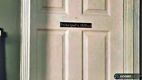 Lena Anderson and Blaire Ivory outside Principal's Office door