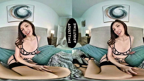Maya Woulfe petite brunette in lingerie VR POV tease