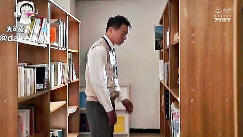 Akari Tsumugi as young Japanese librarian in formal attire, JAV scene