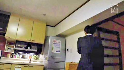 Yuu Shinoda in seductive kitchen encounter with suited man, JAV