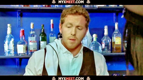 Ava Addams flirts with bartender in bar scene from Tits on Patrol 2