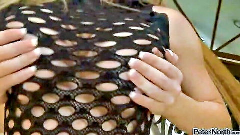 Jenna Presley teases perfect tits in sheer black mesh top POV